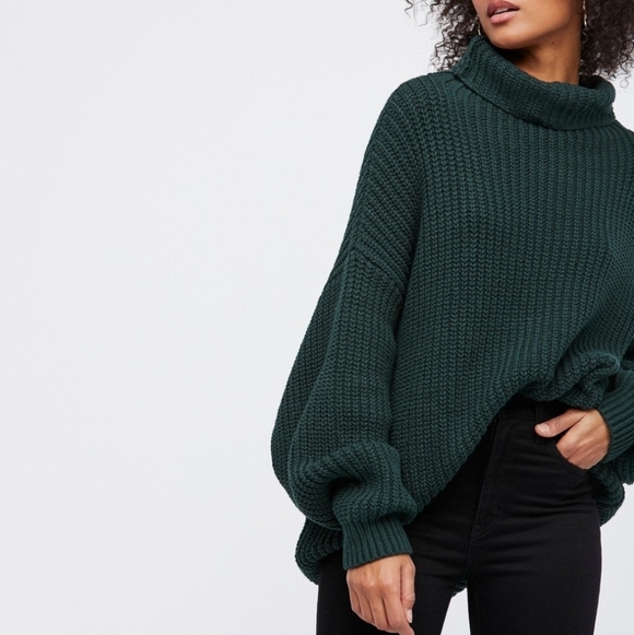Free People Swim Too Deep Pullover Sweater In Evergreen Size Small - Picture 2 of 6